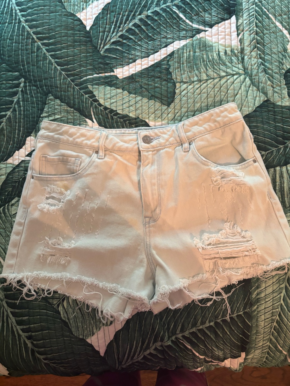 Pacsun Women's Distressed High-Rise light blue Denim Shorts